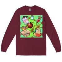 Burgundy school seamless pattern Long Sleeve Tee - BundleAndBundleShop