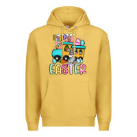 Antique Gold happy easter train Premium Hoodie - Artiststas