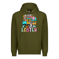 Army Green happy easter train Premium Hoodie - Artiststas
