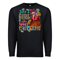 Black just a girl who loves chickens Premium Sweatshirt - NancyCooperArtShop