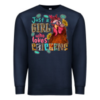 Navy just a girl who loves chickens Premium Sweatshirt - NancyCooperArtShop