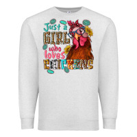 Oatmeal Heather just a girl who loves chickens Premium Sweatshirt - NancyCooperArtShop
