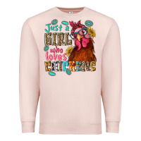 Pale Pink just a girl who loves chickens Premium Sweatshirt - NancyCooperArtShop