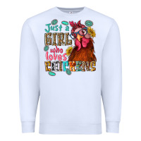 White just a girl who loves chickens Premium Sweatshirt - NancyCooperArtShop