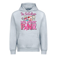 Heather Grey In October We Wear Pink Breast Cancer Awareness Urban Hoodie - texasbilliewilder
