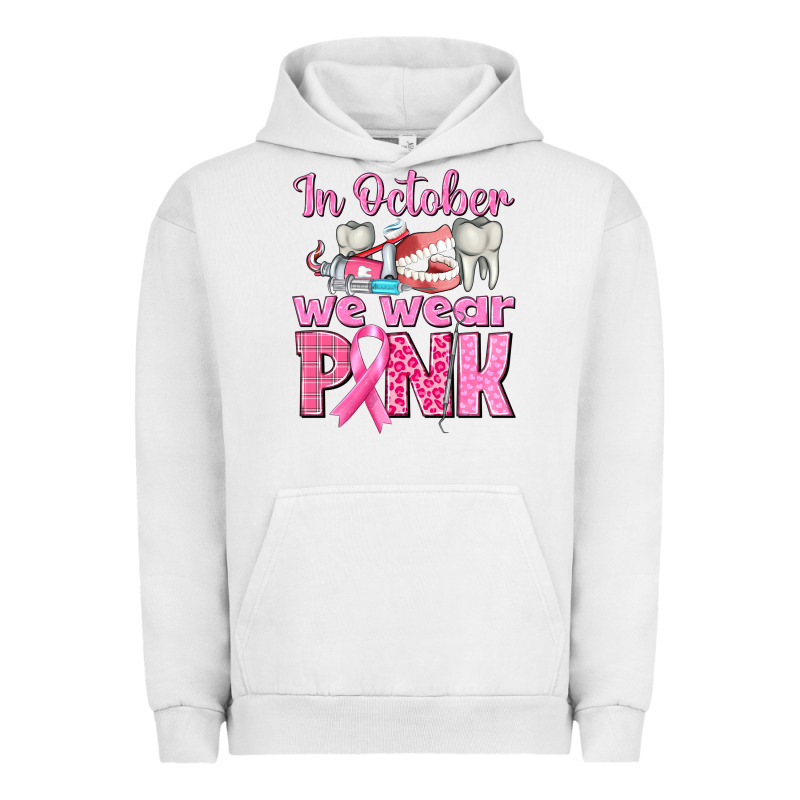 In October We Wear Pink Breast Cancer Awareness Urban Hoodie by texasbilliewilder | Teevron