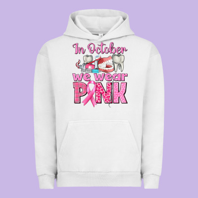 In October We Wear Pink Breast Cancer Awareness Urban Hoodie Designed By Texasbilliewilder