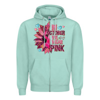 Seafoam In october we wear pink Zipper Hoodie - NancyCooperArtShop