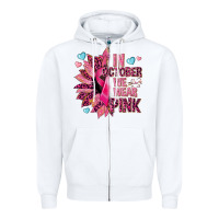 White In october we wear pink Zipper Hoodie - NancyCooperArtShop