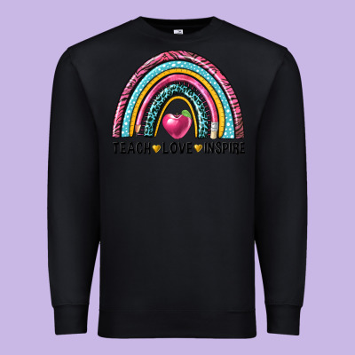 Rainbow Teach Love Inspire Premium Sweatshirt Designed By Nancycooperartshop