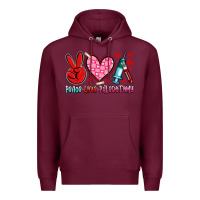 Burgundy peace love phlebotomy Premium Hoodie - Artiststas