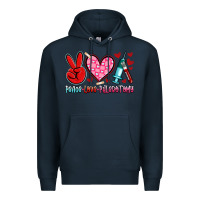Navy peace love phlebotomy Premium Hoodie - Artiststas