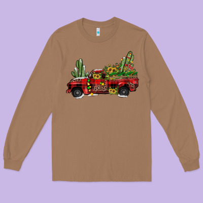 Christmas Truck Long Sleeve Tee Designed By Jahusdesignshop
