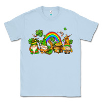 Dusty Blue st patricks gnomes with rainbow Classic Tee - AdoDesignShop