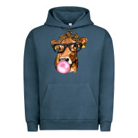 Pigment Midnight Navy Cow Lick with Leopard Bandana Urban Hoodie - texasbilliewilder