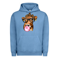 Pigment Pebble Blue Cow Lick with Leopard Bandana Urban Hoodie - texasbilliewilder