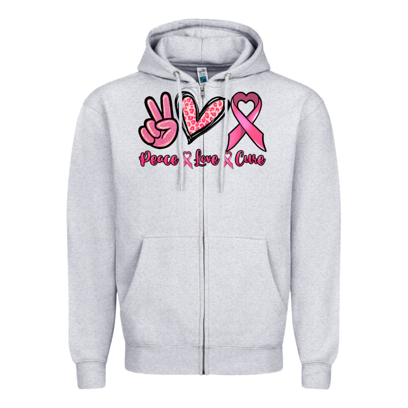 Peace Love Cure Zipper Hoodie by NancyCooperArtShop | Teevron