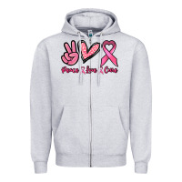 Heather Grey Peace love cure Zipper Hoodie - NancyCooperArtShop