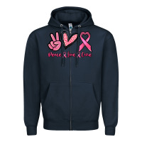 Navy Peace love cure Zipper Hoodie - NancyCooperArtShop