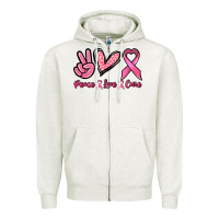 Oatmeal Heather Peace love cure Zipper Hoodie - NancyCooperArtShop