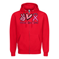 Red Peace love cure Zipper Hoodie - NancyCooperArtShop