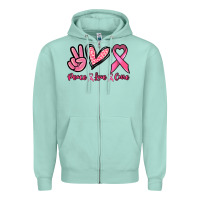 Seafoam Peace love cure Zipper Hoodie - NancyCooperArtShop
