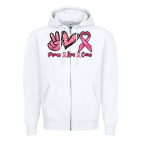 White Peace love cure Zipper Hoodie - NancyCooperArtShop