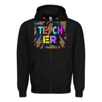 Black Western Teacher Flash Zipper Hoodie - LillyAllenDesigns