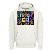 Oatmeal Heather Western Teacher Flash Zipper Hoodie - LillyAllenDesigns