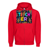 Red Western Teacher Flash Zipper Hoodie - LillyAllenDesigns
