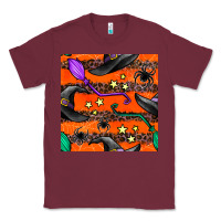 Burgundy halloween witch hats leopard seamless pattern Classic Tee - BundleAndBundleShop