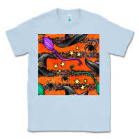 Dusty Blue halloween witch hats leopard seamless pattern Classic Tee - BundleAndBundleShop