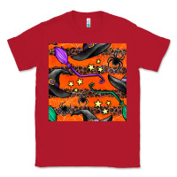 Red halloween witch hats leopard seamless pattern Classic Tee - BundleAndBundleShop