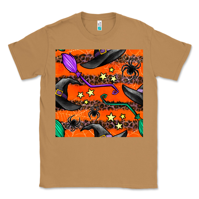 Halloween Witch Hats Leopard Seamless Pattern Classic Tee by BundleAndBundleShop | Teevron