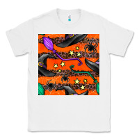 White halloween witch hats leopard seamless pattern Classic Tee - BundleAndBundleShop