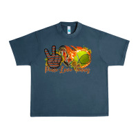Midnight Navy peace love tennis Urban Heavy Tee - RacoonDesign
