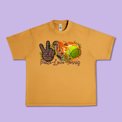 Peace Love Tennis Urban Heavy Tee Designed By Racoondesign