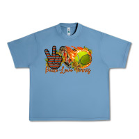 Pebble Blue peace love tennis Urban Heavy Tee - RacoonDesign