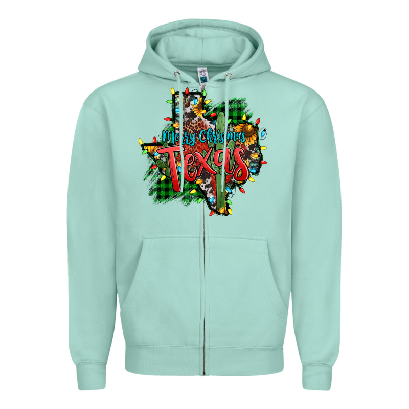 Western Desert Christmas Texas Map Zipper Hoodie by Jasminsmagicworld | Teevron