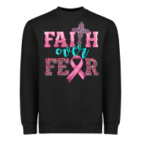 Black faith over fear with cross and ribbon Heavyweight Sweatshirt - HRA Design Shop