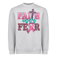 Heather Grey faith over fear with cross and ribbon Heavyweight Sweatshirt - HRA Design Shop