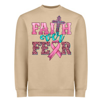 Faith Over Fear With Cross And Ribbon Heavyweight Sweatshirt | Teevron