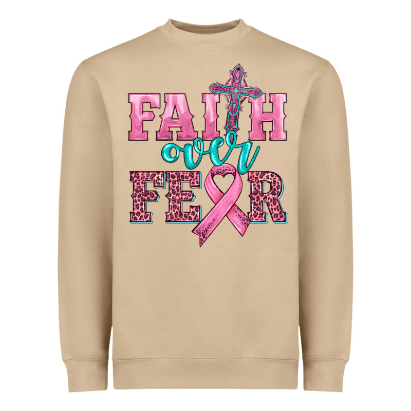 Faith Over Fear With Cross And Ribbon Heavyweight Sweatshirt by HRA Design Shop | Teevron