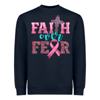 Navy faith over fear with cross and ribbon Heavyweight Sweatshirt - HRA Design Shop
