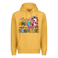 Mustard cute smart and a little bit dramatic Premium Hoodie - Artiststas