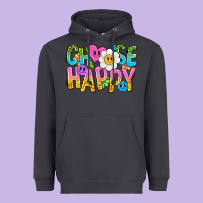 Choose Happy With Smile Heavyweight Hoodie Designed By Nancycooperartshop
