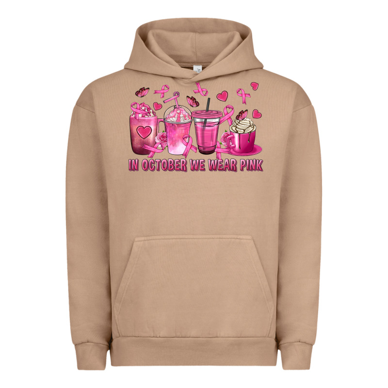 In October We Wear Pink With Breast Cancer Coffee Urban Hoodie by texasbilliewilder | Teevron