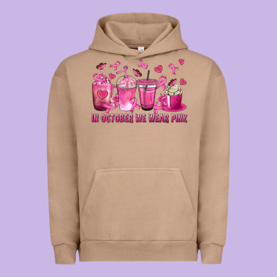 In October We Wear Pink With Breast Cancer Coffee Urban Hoodie Designed By Texasbilliewilder