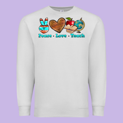 Peace Love Teach Premium Sweatshirt Designed By Nancycooperartshop