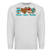 Dove Grey peace love teach Premium Sweatshirt - NancyCooperArtShop